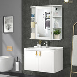 NNECW 62cm Wall Mounted Storage Cabinet with Mirror for Bathroom & Living Room-White