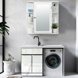 NNECW 62cm Wall Mounted Storage Cabinet with Mirror for Bathroom & Living Room-White
