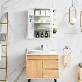 NNECW 62cm Wall Mounted Storage Cabinet with Mirror for Bathroom & Living Room-White