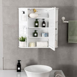 NNECW 62cm Wall Mounted Storage Cabinet with Mirror for Bathroom & Living Room-White