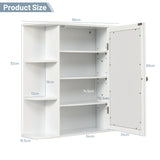 NNECW 62cm Wall Mounted Storage Cabinet with Mirror for Bathroom & Living Room-White