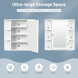 NNECW 62cm Wall Mounted Storage Cabinet with Mirror for Bathroom & Living Room-White