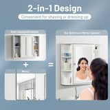 NNECW 62cm Wall Mounted Storage Cabinet with Mirror for Bathroom & Living Room-White