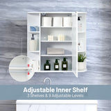 NNECW 62cm Wall Mounted Storage Cabinet with Mirror for Bathroom & Living Room-White