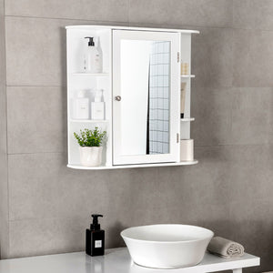 NNECW 62cm Wall Mounted Storage Cabinet with Mirror for Bathroom & Living Room-White