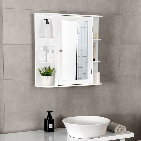 NNECW 62cm Wall Mounted Storage Cabinet with Mirror for Bathroom & Living Room-White