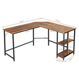 NNECW L-Shaped Desk with 2-Tier Storage Shelf for Home