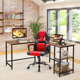 NNECW L-Shaped Desk with 2-Tier Storage Shelf for Home