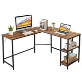 NNECW L-Shaped Desk with 2-Tier Storage Shelf for Home