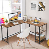 NNECW L-Shaped Desk with 2-Tier Storage Shelf for Home