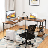 NNECW L-Shaped Desk with 2-Tier Storage Shelf for Home