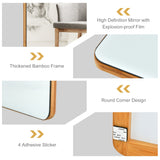 NNECW Rectangle Wall Mounted Mirror with Bamboo Frame