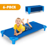 NNECW Stackable Daycare Cot with Easy Lift Corner and Detachable Oxford Cloth-Blue