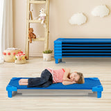 NNECW Stackable Daycare Cot with Easy Lift Corner and Detachable Oxford Cloth-Blue