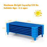 NNECW Stackable Daycare Cot with Easy Lift Corner and Detachable Oxford Cloth-Blue