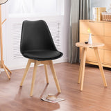 NNECW 4 Pieces Beech Dining Chairs with PU Padded Cushion for Kitchen -Black