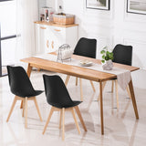 NNECW 4 Pieces Beech Dining Chairs with PU Padded Cushion for Kitchen -Black