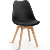 NNECW 4 Pieces Beech Dining Chairs with PU Padded Cushion for Kitchen -Black