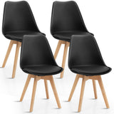 NNECW 4 Pieces Beech Dining Chairs with PU Padded Cushion for Kitchen -Black