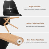NNECW 4 Pieces Beech Dining Chairs with PU Padded Cushion for Kitchen -Black