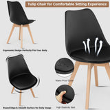 NNECW 4 Pieces Beech Dining Chairs with PU Padded Cushion for Kitchen -Black