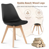 NNECW 4 Pieces Beech Dining Chairs with PU Padded Cushion for Kitchen -Black