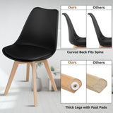 NNECW 4 Pieces Beech Dining Chairs with PU Padded Cushion for Kitchen -Black