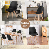 NNECW 4 Pieces Beech Dining Chairs with PU Padded Cushion for Kitchen -Black