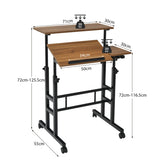 NNECW Mobile Stand up Computer Desk with 2 Tilting Desktops for Office Black