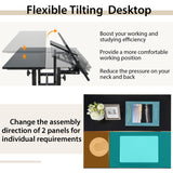 NNECW Mobile Stand up Computer Desk with 2 Tilting Desktops for Office Walnut