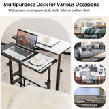 NNECW Mobile Stand up Computer Desk with 2 Tilting Desktops for Office Walnut