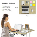 NNECW Mobile Stand up Computer Desk with 2 Tilting Desktops for Office-Natural