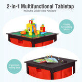 NNECW Kids Activity Table with 2 Non-woven Fabric Drawers-Espresso