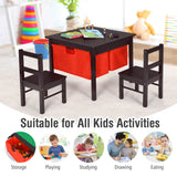 NNECW Kids Activity Table with 2 Non-woven Fabric Drawers-Espresso