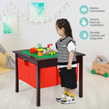 NNECW Kids Activity Table with 2 Non-woven Fabric Drawers-Espresso