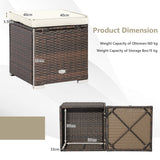 NNECW 2 Pieces Patio Ottomans with Removable Cushion and Hidden Storage-White