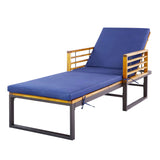 NNECW Patio Chaise Lounge Chair with Acacia Wood with Armrests for Poolside