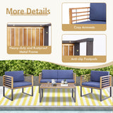 NNECW 4 Piece Patio Chair Set with Soft Seat & Back Cushions for Backyard