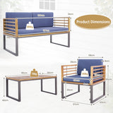 NNECW 4 Piece Patio Chair Set with Soft Seat & Back Cushions for Backyard