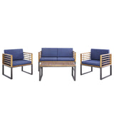 NNECW 4 Piece Patio Chair Set with Soft Seat & Back Cushions for Backyard