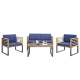NNECW 4 Piece Patio Chair Set with Soft Seat & Back Cushions for Backyard