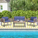 NNECW 4 Piece Patio Chair Set with Soft Seat & Back Cushions for Backyard