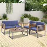 NNECW 4 Piece Patio Chair Set with Soft Seat & Back Cushions for Backyard
