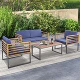 NNECW 4 Piece Patio Chair Set with Soft Seat & Back Cushions for Backyard