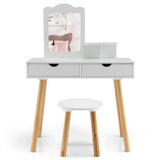 NNECW 2-in-1 Kids' Vanity Set with 1 Rectangular Mirror & 2 Large Drawers