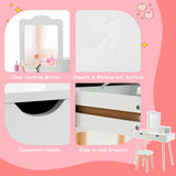 NNECW 2-in-1 Kids' Vanity Set with 1 Rectangular Mirror & 2 Large Drawers