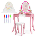 NNECW Kids Makeup Dressing Desk Set with 360° Rotating Mirror for Girls