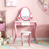 NNECW Kids Makeup Dressing Desk Set with 360° Rotating Mirror for Girls