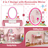 NNECW Kids Makeup Dressing Desk Set with 360° Rotating Mirror for Girls