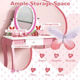 NNECW Kids Makeup Dressing Desk Set with 360° Rotating Mirror for Girls